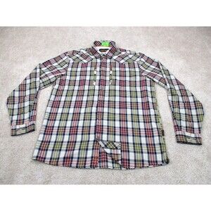 Orvis Shirt Mens Medium Green Blue Plaid Fishing Trout Bum Flannel Button Up